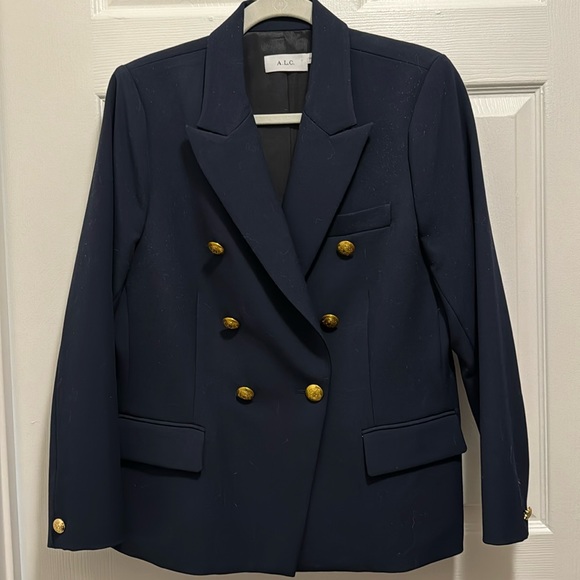 A.L.C. Jackets & Blazers - ALC Hastings Double Breasted Jacket Blazer Navy Dark Blue Gold Buttons